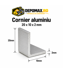 Cornier aluminiu 20 x 10 x 2 mm, 6 metri (EN AW-6060) Cornier aluminiu 20 x 10 x 2 mm, 6 metri (EN AW-6060)